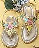 LIL PITAARA Sequin Embellished Zari Sandals - Gold