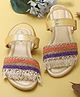 LIL PITAARA Beads Embellished Zari Sandals - Gold