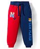 Babyhug Terry Knit Full Length Lounge Pant with Text Print - Red & Navy Blue
