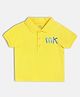 MINI KLUB Cotton Knit Half Sleeves MK Text Printed Polo Tee - Yellow