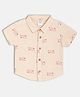 MINI KLUB Cotton Knit Half Sleeves Fish Printed Shirt - Beige