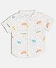 MINI KLUB Cotton Woven Half Sleeves Baby Animals Printed Shirt - White