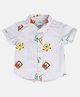 MINI KLUB Cotton Woven Half Sleeves Checked & Robots Printed Shirt - Grey