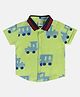 MINI KLUB Cotton Knit Half Sleeves Train Printed Shirt - Green