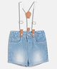 MINI KLUB Cotton Woven Washed Shorts With Suspender - Blue