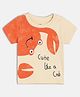 MINI KLUB Cotton Knit Half Sleeves Cute Like A Crab Text Printed Tee - Beige