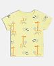MINI KLUB Cotton Knit Half Sleeves Baby Giraffes Printed Tee - Yellow