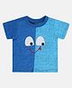 MINI KLUB Cotton Knit Half Sleeves Buildings Printed Smile Embroidered Tee - Blue