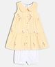 MINI KLUB Cotton Woven Sleeveless Flamingos Printed & Striped Dress With Bloomer - Orange