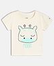 MINI KLUB Cotton Knit Half Sleeves Baby Cow Printed Top - Cream