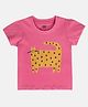 MINI KLUB Cotton Knit Half Sleeves Cat Printed Top - Pink