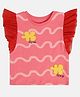 MINI KLUB Cotton Knit Frill Sleeves Puzzle Patch Detailed Top - Pink
