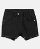 MINI KLUB Cotton Woven Solid Frayed Shorts - Black