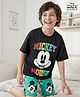 Kookie Kids Disney Single Jersey Knit Drop Shoulder Half Sleeves T-Shirt & Shorts Set with Mickey Mouse Graphic - Black