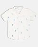 MINI KLUB Cotton Woven Half Sleeves Surfboards Printed Shirt - White