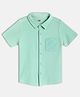MINI KLUB Cotton Knit Half Sleeves Swirls Embroidered Shirt - Teal