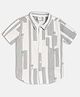MINI KLUB Cotton Woven Half Sleeves Striped & Palm Trees Printed Shirt - White