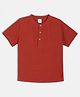 MINI KLUB Cotton Woven Half Sleeves Solid Kurta Style Shirt - Red