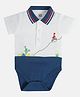 MINI KLUB Cotton Knit Half Sleeves Baby Dinosaurs Printed Onesie - White