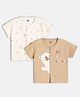 MINI KLUB Cotton Knit Pack Of 2 Half Sleeves Baby Bear & Typography Printed Jhablas - Beige & Brown