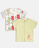 MINI KLUB Cotton Knit Pack Of 2 Half Sleeves Baby Bears Printed Jhablas - White Green & Beige