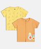 MINI KLUB Cotton Knit Pack Of 2 Half Sleeves Pineapple & Yipee Text Printed Jhablas - Yellow & Orange