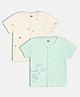 MINI KLUB Cotton Knit Pack Of 2 Half Sleeves Kangaroo &  Trees Printed Jhablas - Off White & Sea Green