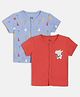 MINI KLUB Cotton Knit Pack Of 2 Half Sleeves Party Caps & Baby Rhino Printed Jhablas - Red & Blue
