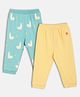 MINI KLUB Cotton Knit Pack Of 2 Crab & Hen Printed Pants - Blue & Yellow