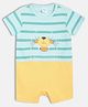 MINI KLUB Cotton Knit Half Sleeves Placement Striped Sea Printed Romper - Blue
