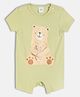 MINI KLUB Cotton Knit Half Sleeves Bear Printed & Applique Detailed Romper - Beige