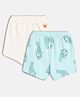 MINI KLUB Cotton Knit Pack Of 2 Walrus Printed & Crab Patch Embroidered Shorts - Blue & Pink