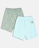 MINI KLUB Cotton Knit Pack Of 2 Avacados Printed & Patch Detailed Shorts - Grey & Blue