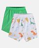 MINI KLUB Cotton Knit Pack Of 2 Dinosaur & Abstract Printed Shorts - Green & White