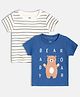 MINI KLUB Cotton Knit Pack Of 2 Half Sleeves Striped & Bear Printed Tees - Blue & White