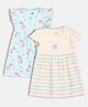 MINI KLUB Cotton Knit Pack Of 2 Frill Sleeves Sea Life Printed Dresses - Blue & Peach