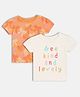 MINI KLUB Cotton Knit Pack Of 2 Half Sleeves Bee Kind Text & Ribbons Printed Tees - Multi Colour
