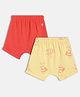 MINI KLUB Cotton Knit Pack Of 2 Bee & Ice Cream Printed Shorts - Red & Yellow