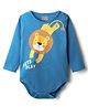 Babyhug 100% Cotton Knit Full Sleeves Onesie with Lion Print - Blue