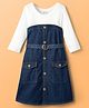Hola Bonita Cotton Woven Full Sleeves Denim Frock With Belt - White & Blue