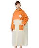 Little Surprise Box PVC Full Sleeves Teddy Bear Patch Detailed Hooded Raincoat With Backpack Space - Orange & Cream