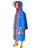Little Surprise Box PVC Full Sleeves Space Theme Designed Glow In The Dark Hooded Raincoat With Backpack Space - Blue