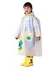 Little Surprise Box PVC Full Sleeves Frogs Designed Hooded Raincoat With Backpack Space - Transparent