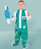 Little Surprise Box PVC Full Raglan Sleeves Frog Designed Jumpsuit Style Hooded Raincoat - Teal Blue