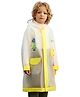 Little Surprise Box PVC Full Sleeves Giraffe Printed Glow In The Dark Hooded Raincoat With Extra Backpack Space - Transparent & Yellow