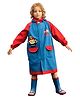 Little Surprise Box PVC Full Sleeves Firetruck Printed Hooded Raincoat With Extra Backpack Space - Blue