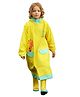 Little Surprise Box PVC Full Sleeves Giraffe Printed Hooded Raincoat With Extra Backpack Space - Yellow