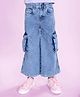 Kiddopanti Denim Woven Mild Washed Cargo Flared Jeans - Light Blue