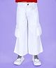 Kiddopanti Denim Woven Mild Washed Cargo Flared Jeans - White