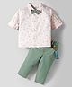 Child World Textile Woven Full Sleeves Shirt & Trouser Set with Tree Print Suspender & Bow - Mint